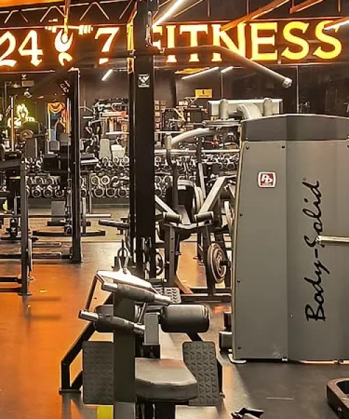 Detailed crop of strength equipment inside the gym